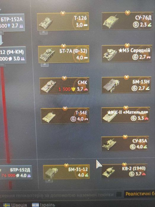 Продам акаунт в War Thunder