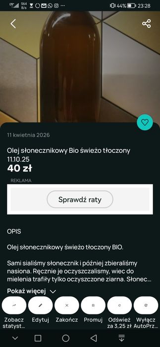 Olej słonecznikowy Bio