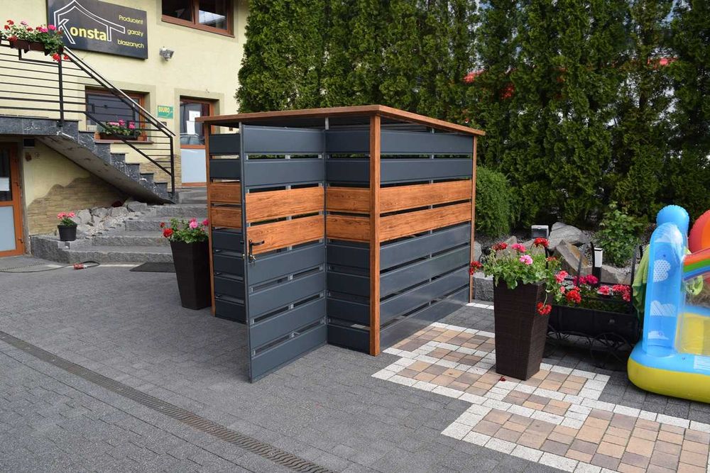 Nowoczesna - Wiata śmietnikowa 2x2m - kosz na śmieci - wiata na śmieci