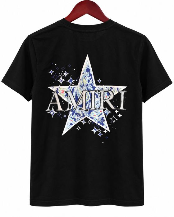 Amiri czarny T-shirt z dużą gwiazdą – rozmiar S
