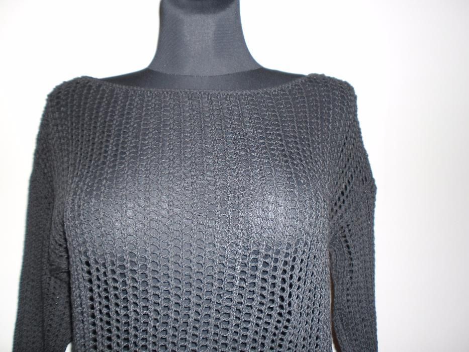 Nowy włoski czarny sweterek na lato ażur one size