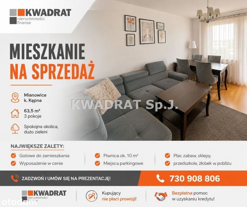 3-pokojowe mieszkanie 63,5 m² – Mianowice
