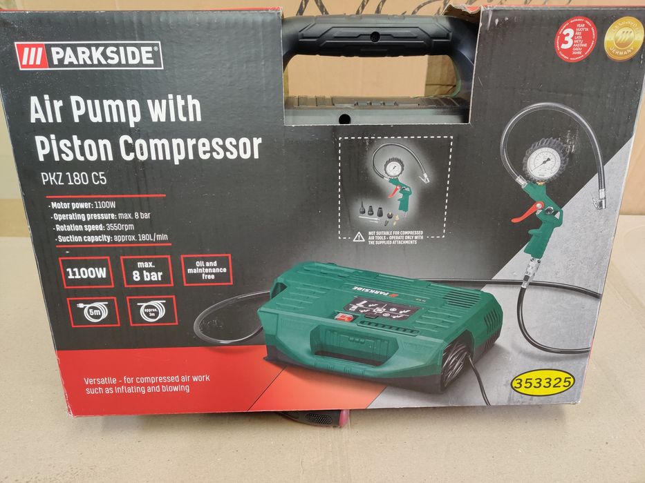 НОВ автомоб безмасляный компрессор сГермани Parkside PKZ 180/компресор