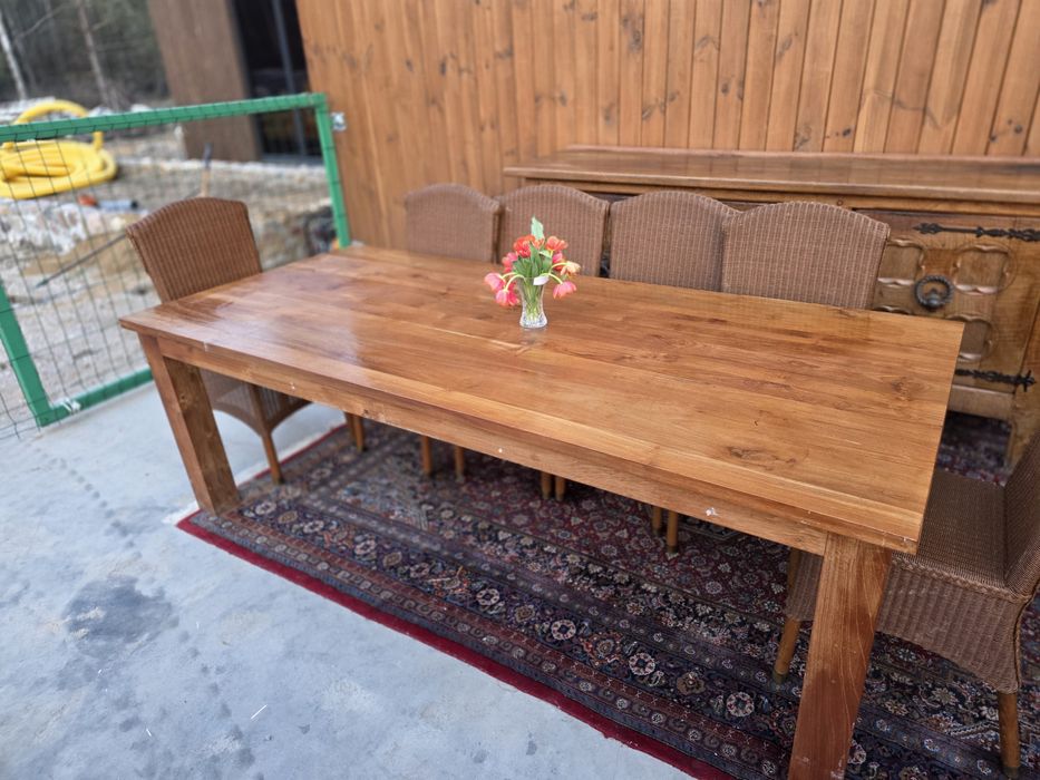 Duży stół tekowy 220 x 100 cm  kolonialny #1678 Stylowy Węgrów