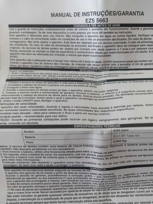 Escova de dentes aeg com 2 recargas a pilhas