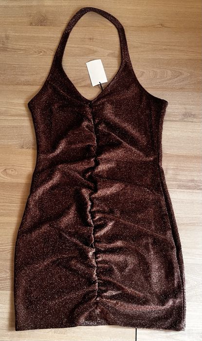 Sukienka brokatowa z drapowaniem H&M