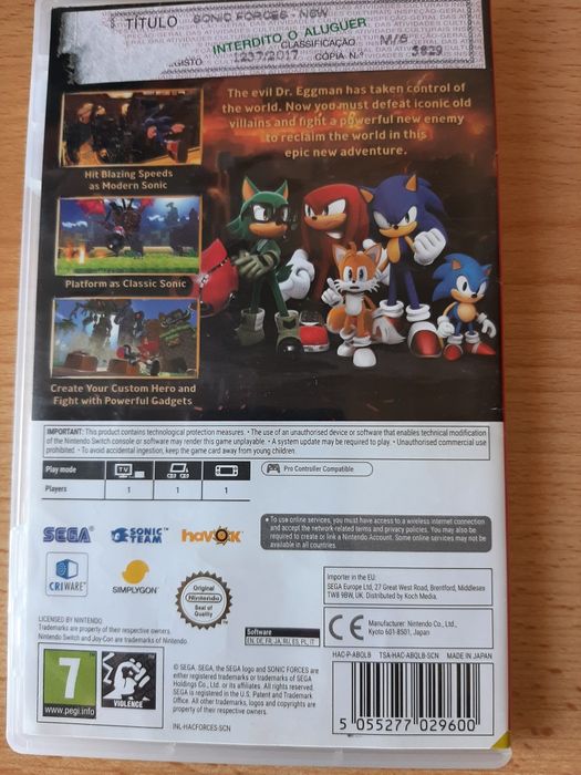 Sonic Forces Nintendo Switch