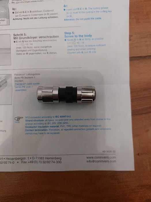 Wtyczka gniazdo konektor do czujnika M12 4pin żeńska prosta