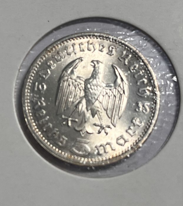 Srebrna moneta 5 marek 1935 – Hindenburg – Srebro 900 – Mennica A