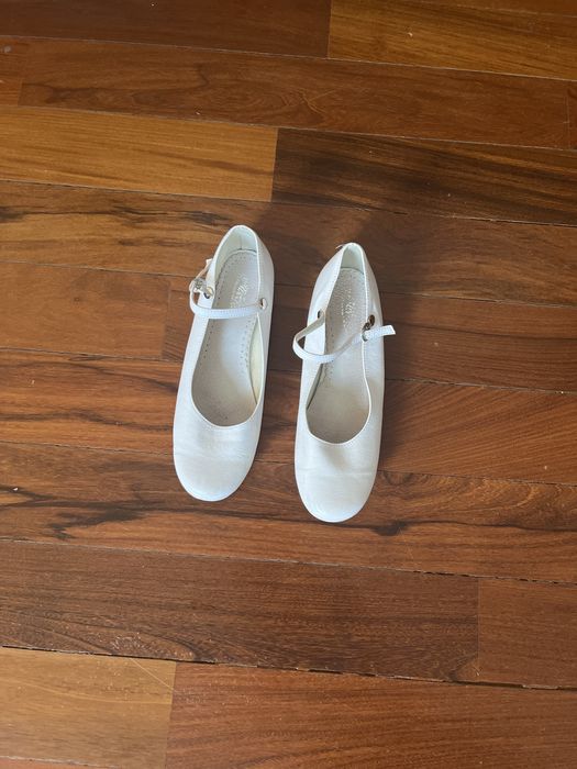 Buty baleriny białe komunijne, wizytowe dla dziewczynki 38