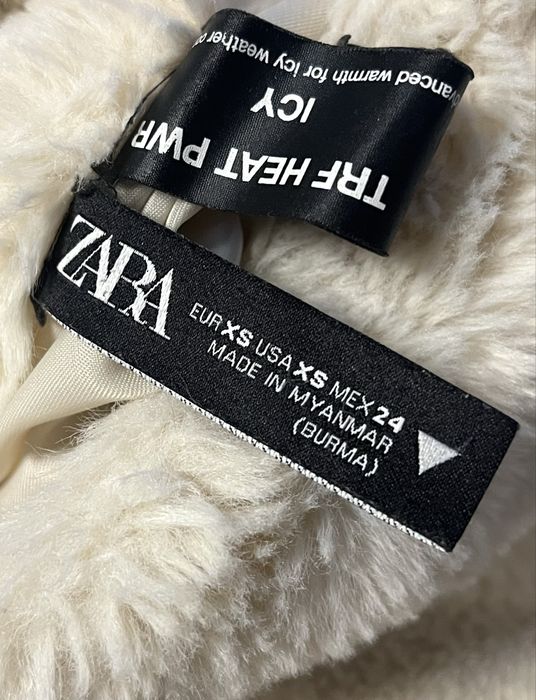 ZARA beżowa dwustronna kurtka z misiem