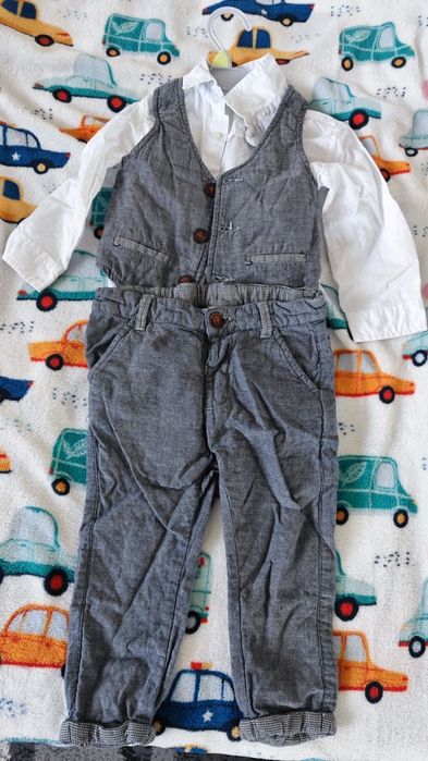 Garnitur szary smyk cool club 80 koszula z body spodnie i kamizelka