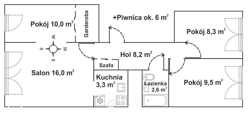 Ciche 4-pok. mieszkanie 57,9 m² Warszawa Wola Ulrychów ul. Pustola