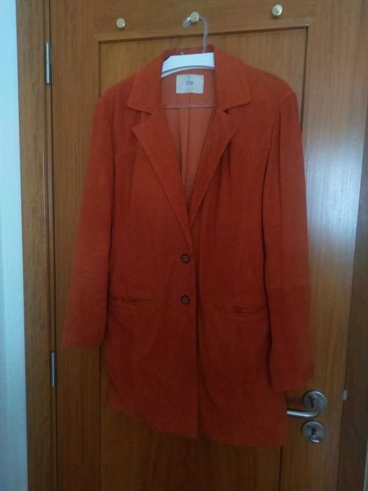 Blazer camurça-laranja escuro