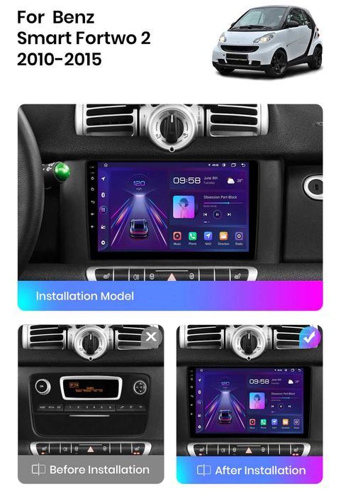Radio Android smart 2010/2015r ForTwo wifi gps bluetooth PROM