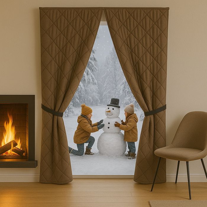 Тёплая штора на магнитах под размер