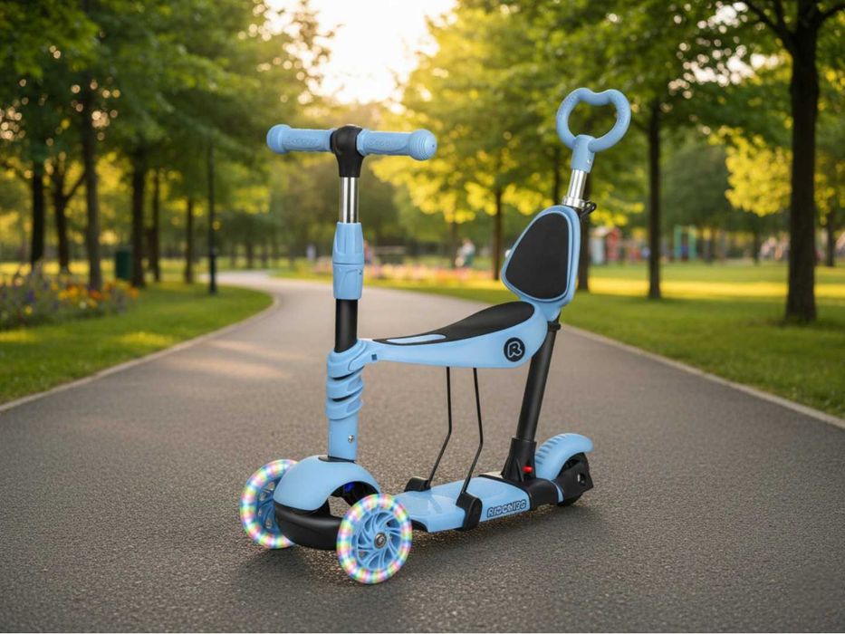 JEŹDZIK HULAJNOGA PCHACZ dla Dziecka Trójkołowa 3w1 LED Regulowana