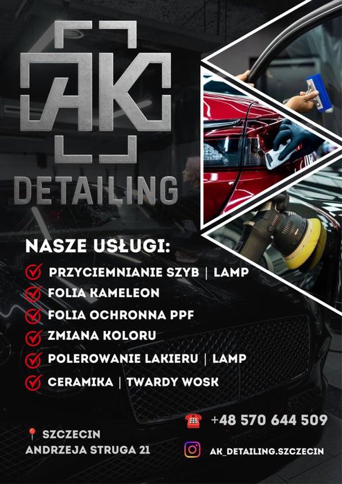 Przyciemnianie szyb | PPF | Zmiana koloru | Folia Kameleon | Polerowanie lakieru | Regeneracja/Zabiezpieczenie reflektorów | Pranie tapicerki