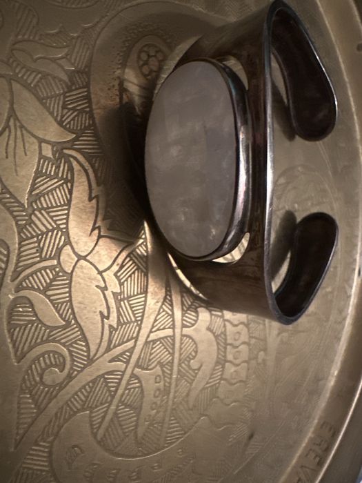 Masywna sztywna bransoletka srebrna pr925 z naturalnym kamieniem