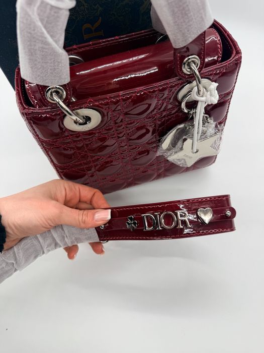 Сумка Dior Lady Bordo Patent Cannage Silver Hardware