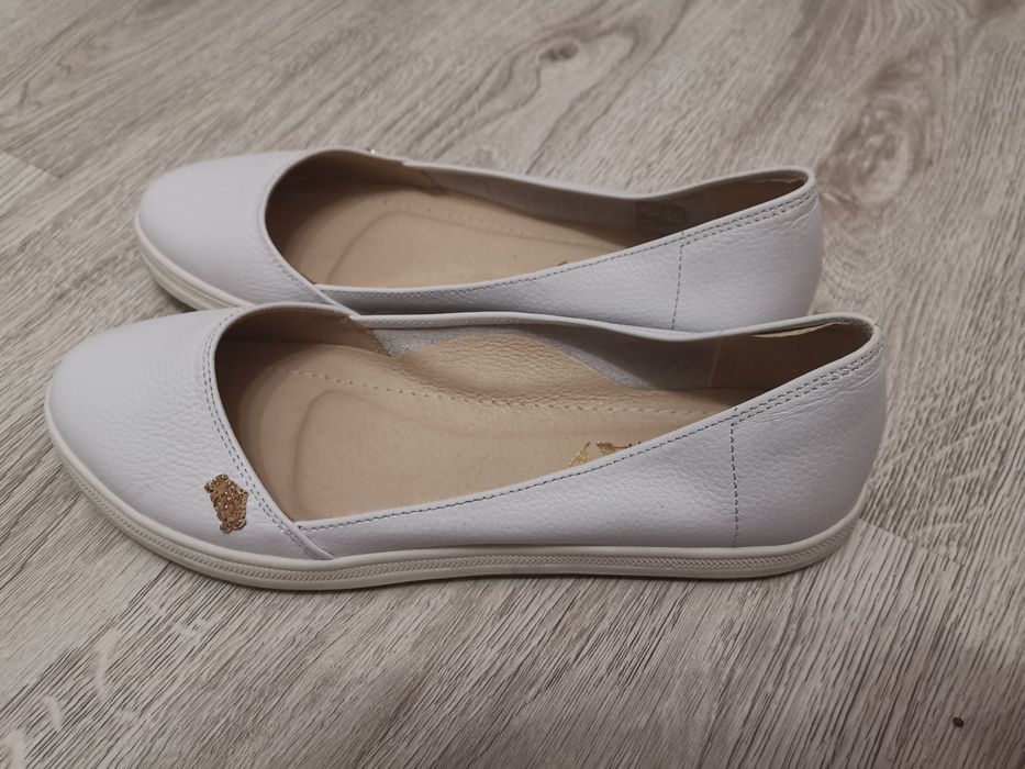 Baleriny saway SKÓRA LANA BIAŁE 36