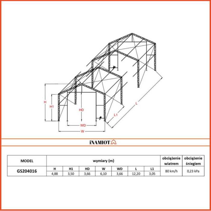 Garaż przenośny hala namiotowa namiot hangar na kampera 6x12x5 m