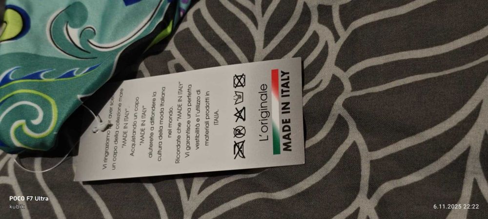 Włoskie Bikini MADE IN ITALY TG. 44 (L) Paisley Turkusowy Wzór