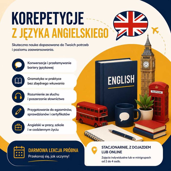 Matematyka Angielski - Korepetycje w Lokalu, z Dojazdem Mobilne Online
