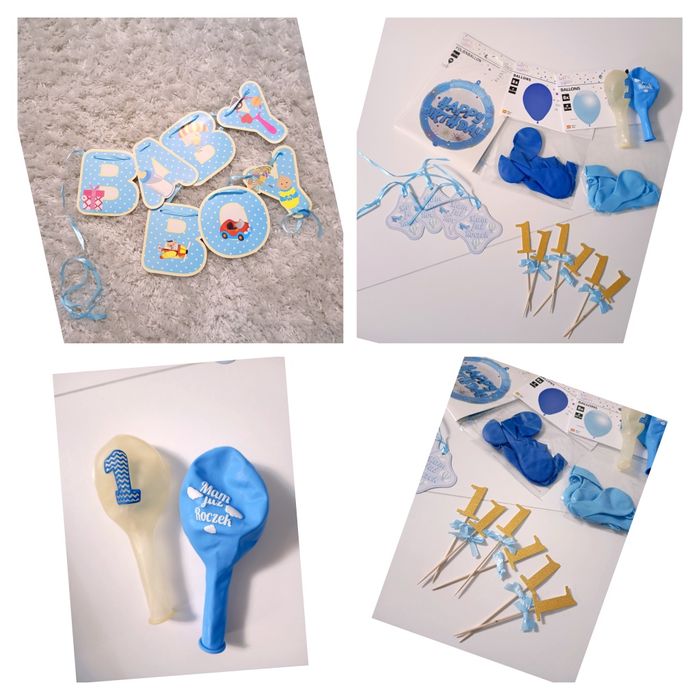 Zestaw balonów, dekoracji, toppery na ROCZEK, girlanda dla chłopca