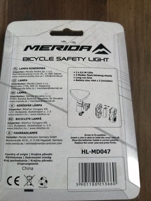 Zestaw rowerowy lampka + zamknięcie