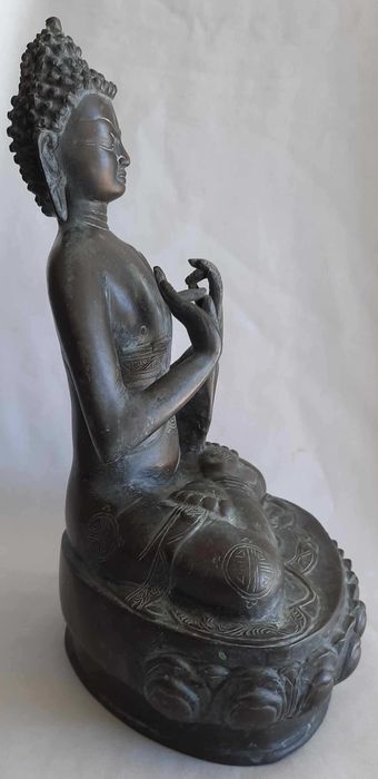 Budda Duża Stara Figura Brąz