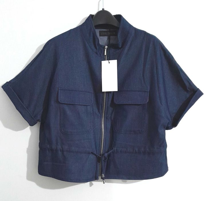 Blusa "Safari" azul da Zara T: M Nova c/ etiqueta