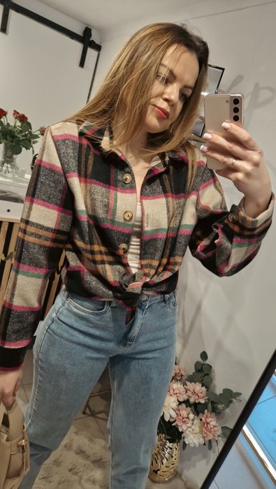 Koszula w kratę kurtka koszulowa wiosna XS S M L Varlesca chicaca