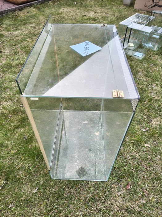Terrarium szklane 60x50x30 cm – gilotyna + pokrywa górna na zawiasach