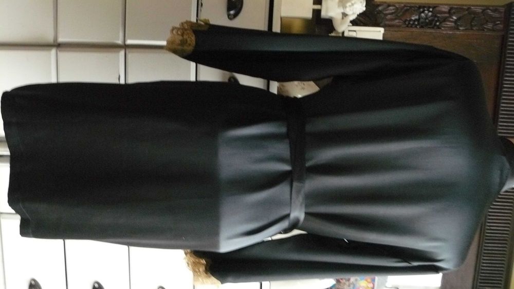 Viva Davis 100% jedwab silk kimono szlafrok czarny 36 38 koronka sexy!