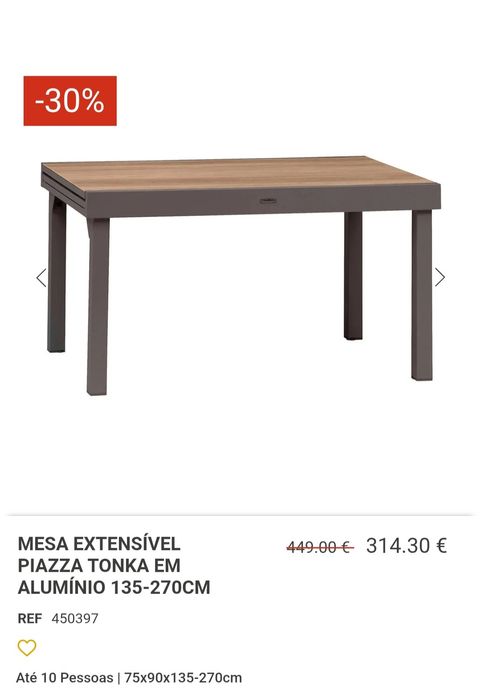 Mesa de jardim extensível em alumínio