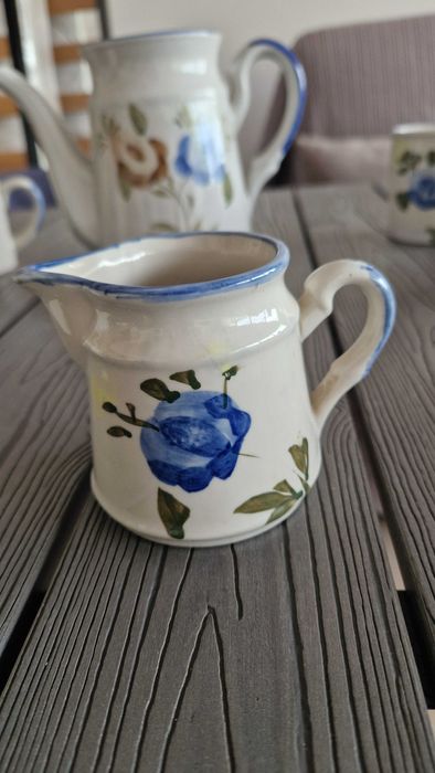 Serviço de chá louça cerâmica pintada a mão vintage