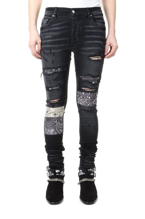 Legit! AMIRI Black Vintage Bandana Artpatch Jeans джинсы амири оригинал