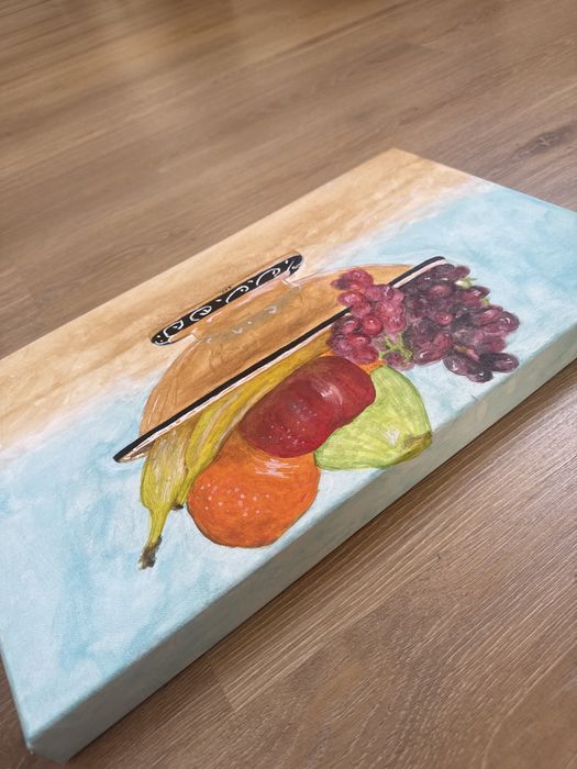 Quadro Original Pintado à Mão – Natureza Morta com Frutas