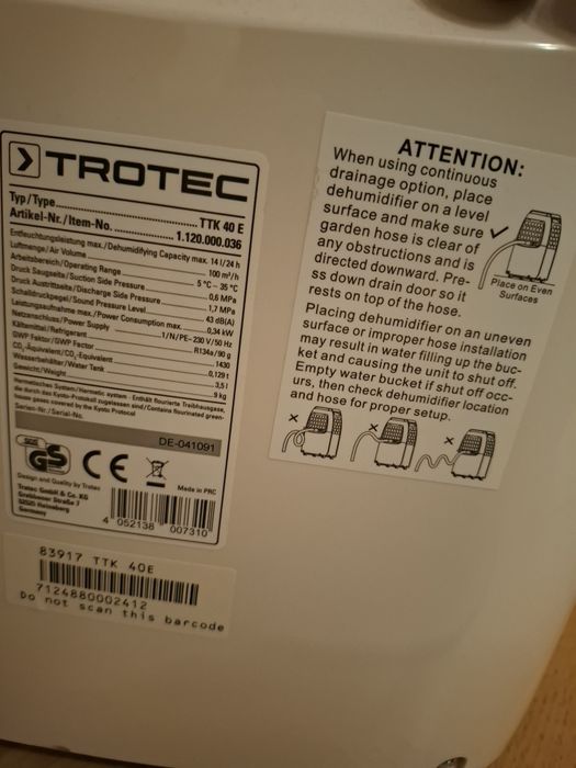 Осушувач повітря Trotec, cтан нового.