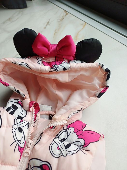 Disney kamizelka bezrękawnik pikowany różowy kaptur myszka Minnie 104