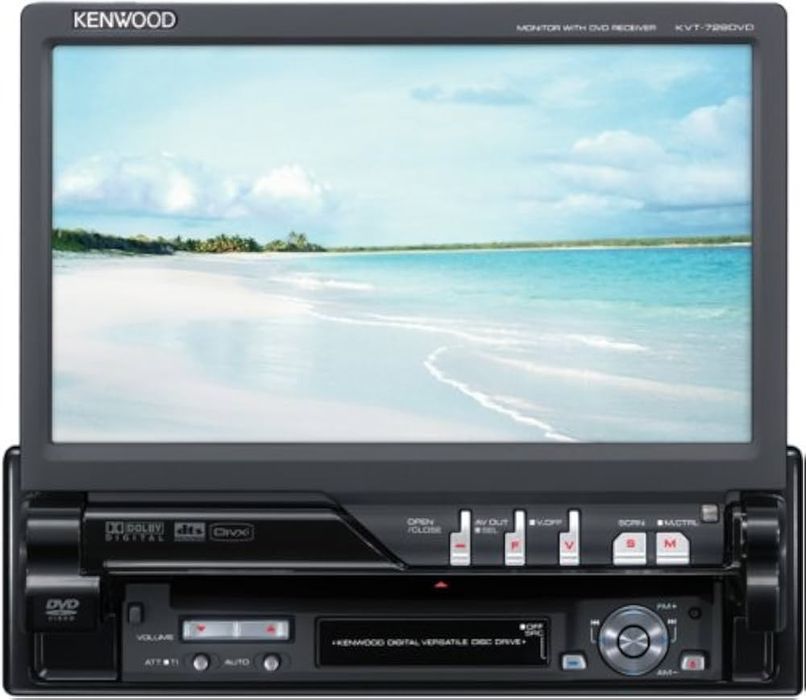 Kenwood KVT-729DVD 1din ekran 7cali Bluetooth 3xRCA po 2V pilot