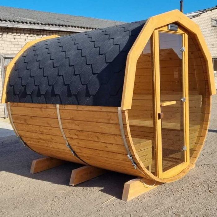 Sauna ogrodowa z przeszkleniem przedniej ściany / Raty 0%