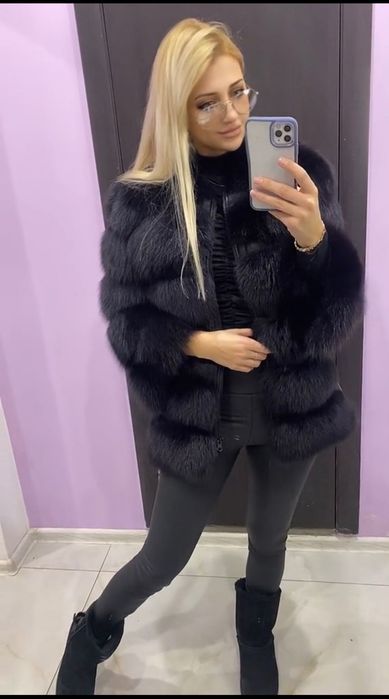 Шубка натуральный финский песец , песцовая шуба белая