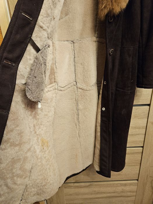 Kożuch naturalny bordowy 38/40