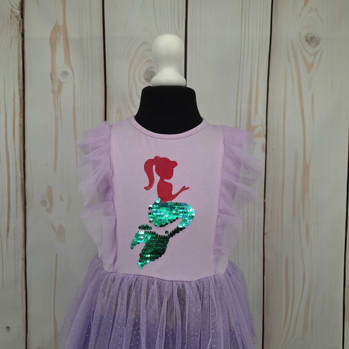 Sukienka tiulowa SYRENKA bez rękawów fioletowa