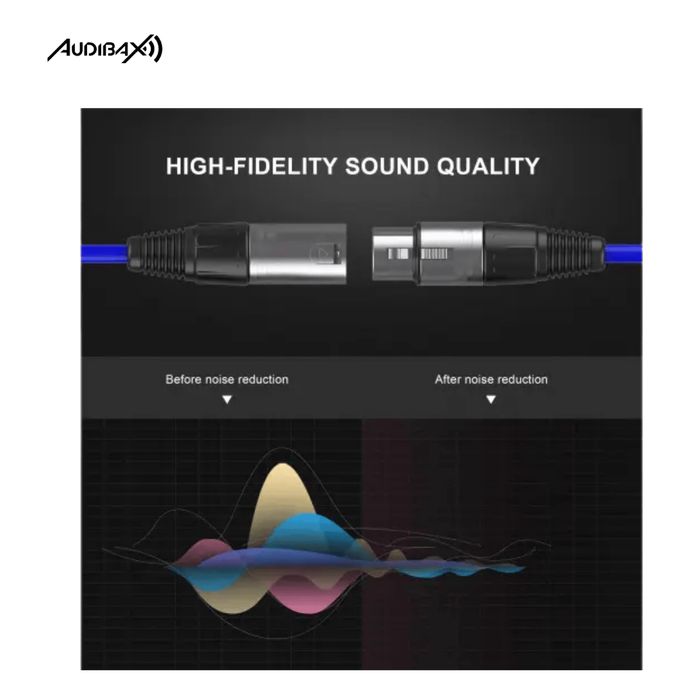 Audibax Silver XLR Cabo Macho - XLR Fêmea 6 Metros Azul