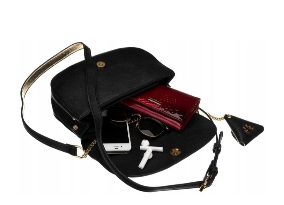 Nowa torebka damska Lulu Castagnette, listonoszka eko czarna