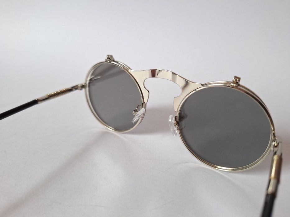nowe metalowe okulary przeciwsłoneczne zerówki, steampunk,  vintage, e