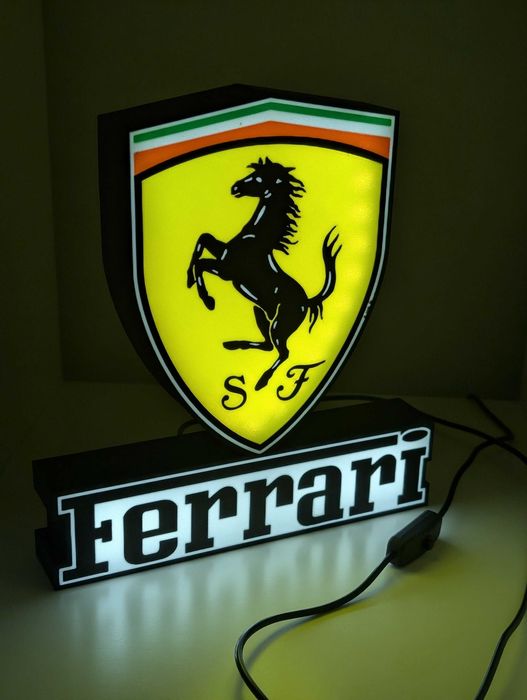 Candeeiro com logo da Ferrari para fãs da marca com luzes led e USB